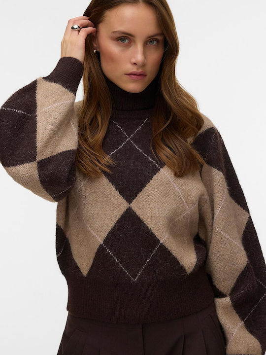 Vero Moda Vmdarla Women's Turtleneck Sweater Chocolate Torte