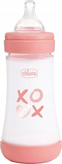 Chicco Plastic Baby Bottle Anti-Colic with Silicone Teat for 0+ Months Pink 240ml