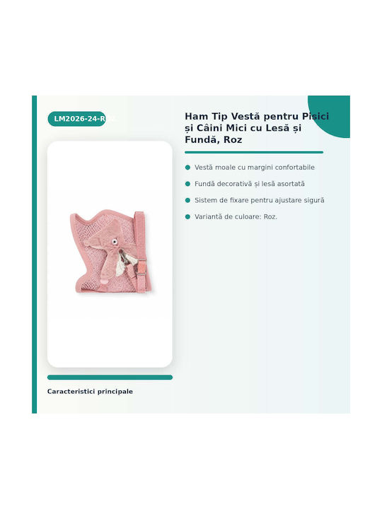 Harness Typ Weste Katzen Kleine Hunde Leine Schleife Rosa