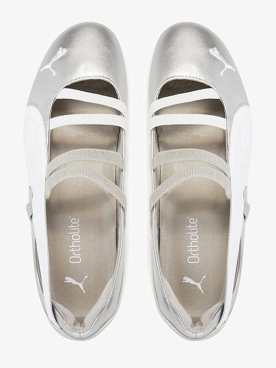 Speedcat Women's Ballerina Shoes with Strap / Buckle Silver