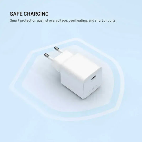 Fixed Încărcător GaN cu Port USB-C și Cablu USB-C - USB-C 65W Power Delivery Alb