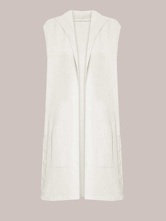 Celestino Women's Knitted Vest Hood White