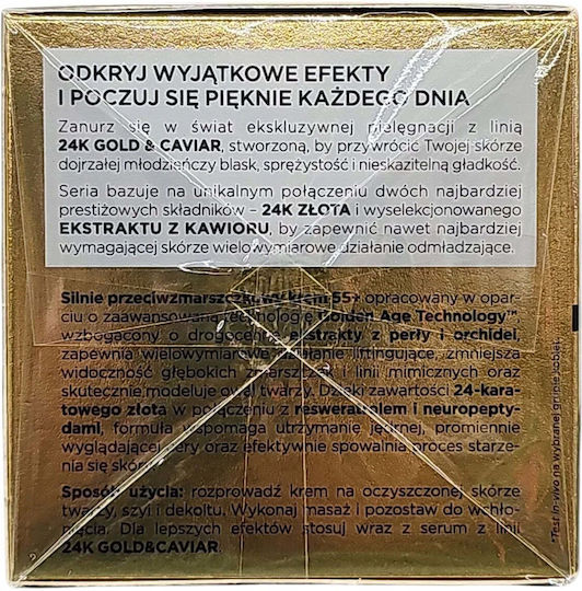 Eveline 24k Gold & Kaviar Gesichtscreme für Feuchtigkeitsspendend Festigung & Wiederherstellung mit Kaviar & Arganöl 50ml