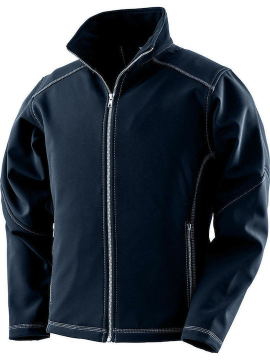 Treble Stitch Women's Short Sports Softshell Jacket Waterproof and Windproof for Winter Navy Blue