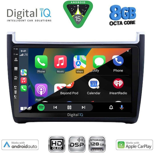 Digital IQ Auto-Audiosysteme für Volkswagen Polo 2014-2017 Bluetooth USB Eingebautes Wi-Fi GPS Apple CarPlay Android Auto mit Touchscreen 9 Zoll