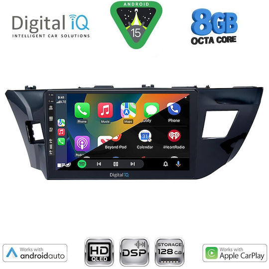 Digital IQ Auto-Audiosystem für Toyota Korolla 2013-2016 mit Touchscreen 10 Zoll Bluetooth USB Eingebautes Wi-Fi GPS Apple CarPlay Android Auto