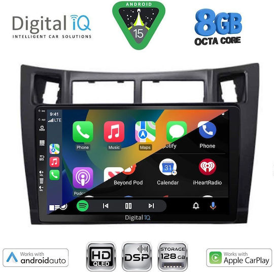 Digital IQ Auto-Audiosysteme für Toyota Yaris 2006-2011 Bluetooth USB Eingebautes Wi-Fi GPS Apple CarPlay Android Auto mit Touchscreen 9 Zoll