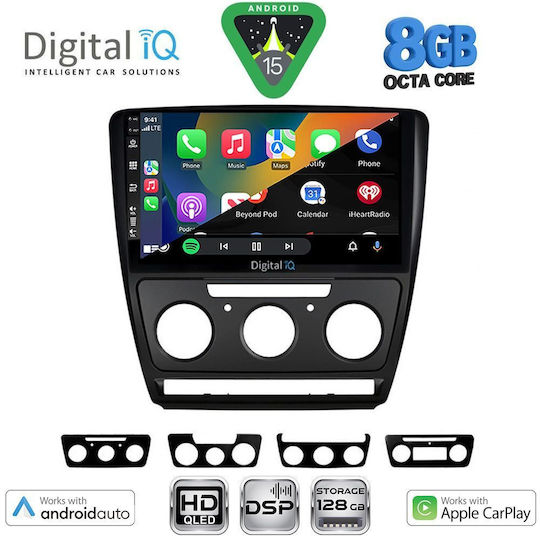 Digital IQ Auto-Audiosysteme für Skoda Octavia 2005-2012 Bluetooth USB Eingebautes Wi-Fi GPS Apple CarPlay Android Auto mit 10 Zoll Touchscreen