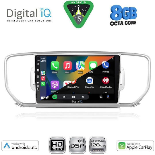 Digital IQ Auto-Audiosysteme für Kia Sportage 2015-2018 Bluetooth USB Eingebautes Wi-Fi GPS Apple CarPlay Android Auto mit Touchscreen 9 Zoll