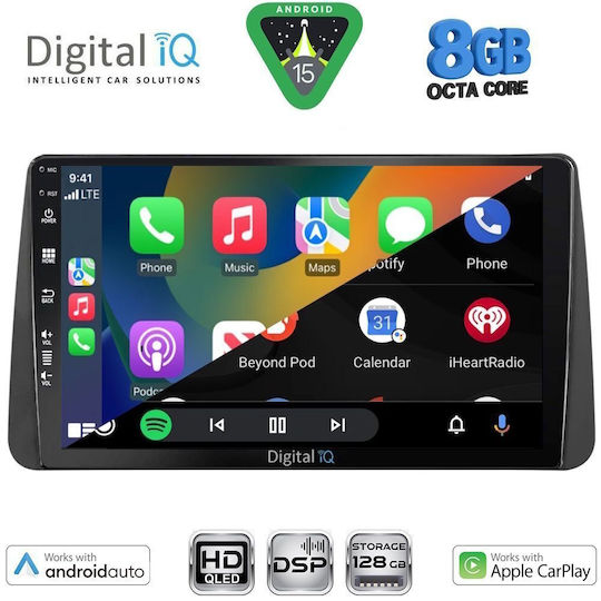 Digital IQ Car Audio System for Fiat Tipo 2018-2023 with Touch Screen 9" Digital IQ BXF 18149_CPAA Bluetooth USB Wi-Fi GPS Apple CarPlay Android Auto