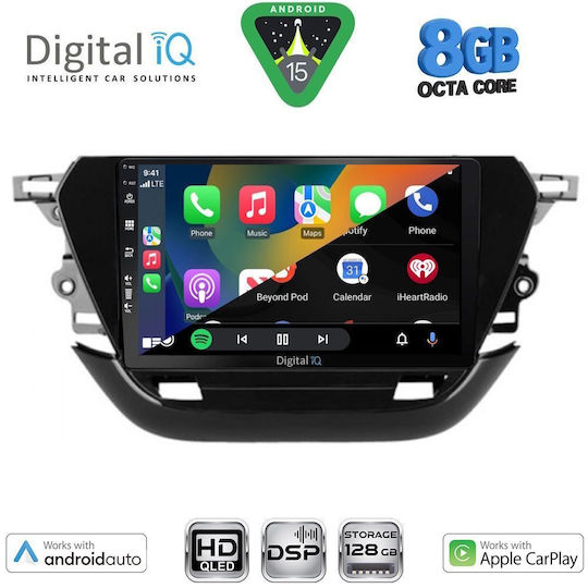 Digital IQ Auto-Audiosystem für Opel Corsa 2019-2024 Bluetooth USB Eingebautes Wi-Fi GPS Apple CarPlay Android Auto mit 9 Zoll Touchscreen