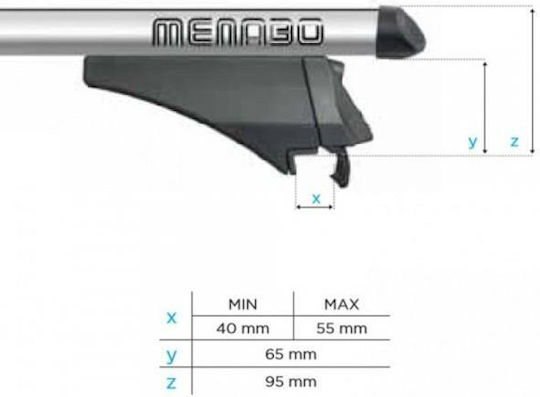 Menabo Car Roof Bars Aluminum Tiger 118.5cm for Kia Mini Subaru Mini Set with Roof Rack Legs Silver