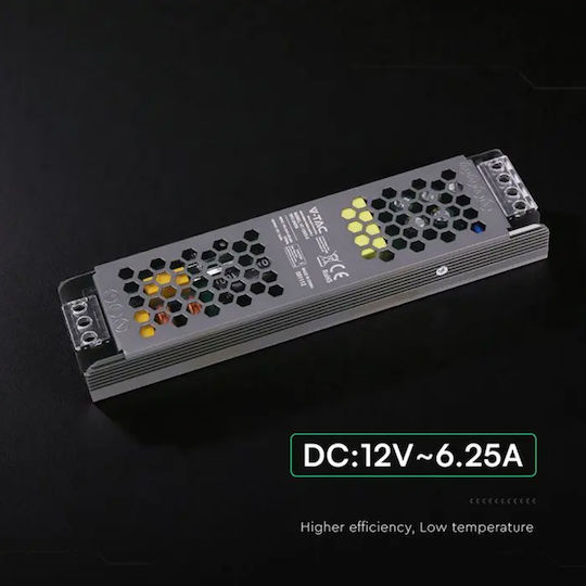 V-TAC LED-Netzteil IP20 Leistung 75W mit Ausgang 12V