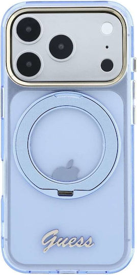 Guess Etui Iml Ring Stand 360 Script Metal Logo Magsafe Do Iphone 18 Pro Max 17 Pro Max Jasnoniebieski Guhmp18x6hccmsb