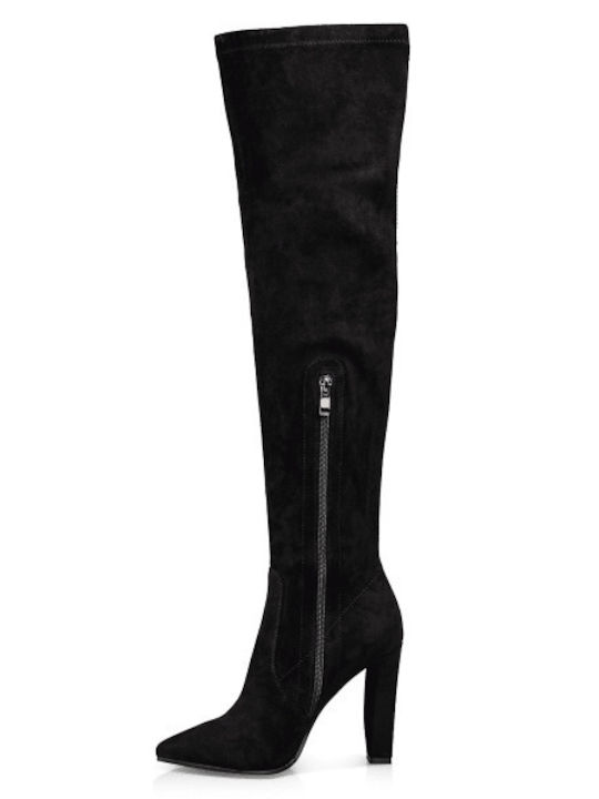 Suede Women's Over the Knee Black Boots
