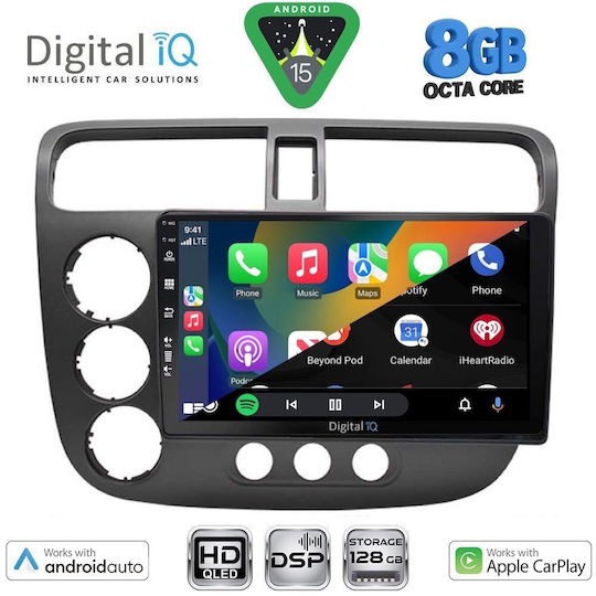 Digital IQ Auto-Audiosystem Für Honda Civic 2001-2006 Bluetooth USB Eingebautes Wi-Fi GPS Apple CarPlay Android Auto Mit 9 Zoll Touchscreen