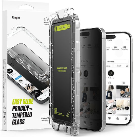 Sticlă de confidențialitate Ringke Easy Slide 2-pack iPhone 18 Pro Max Privacy 8800380462434