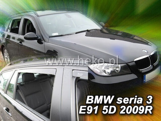 Heko Set of Windbreakers Front and Rear Car Dark Fime for BMW E91 4pcs