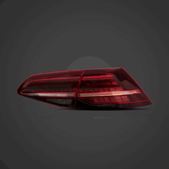 Πίσω Φανάρια Led Vw Golf 7 7.5 Gti R Design 2014-2021 Τρέχουμενο Φλας Κόκκινα Σετ 2τμχ