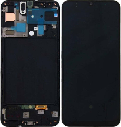 Samsung Οθόνη mit Touch-Mechanismus und Rahmen für Samsung A50 (Schwarz)