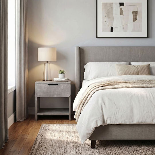 Bedside Table Mida Wooden Grey 45x40x52cm