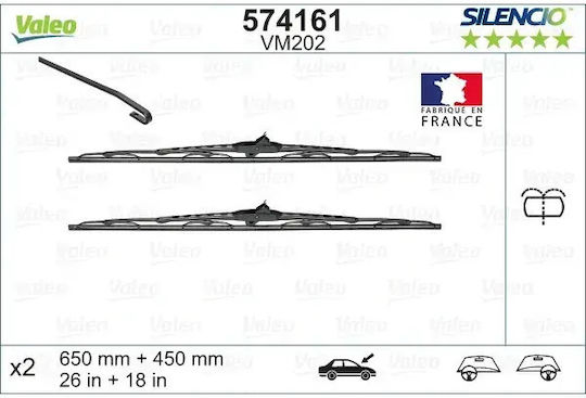 Set Lamele Ștergătoare Auto Standard Valeo Frontal Silencio 650mm/450mm Renault Avantime Spațiu Iii 11.96-05.03 2buc