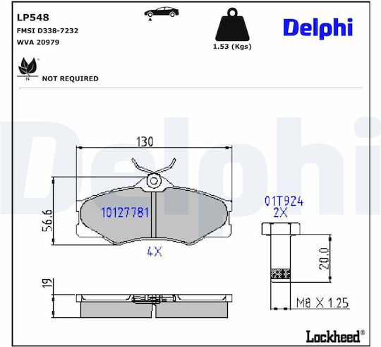 Delphi Σετ Τακάκια Εμπρός για Volkswagen T3