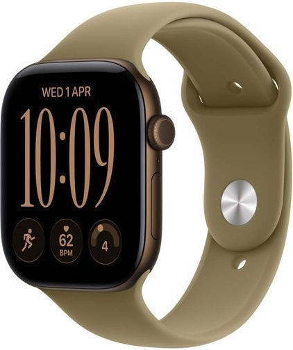 Apple Apple Watch Series 12 Cellular Aluminium 42mm Wasserdicht mit Elektrokardiogramm (Dark Bronze Aluminium mit Olive Sport Armband - S/M)