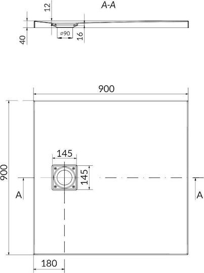 Cersanit Квадратна Акрилна Душ Подложка 90x90cm Бяла