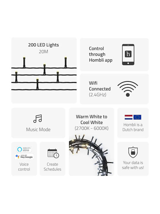 200 LED-Lichterketten 20m in Reihe