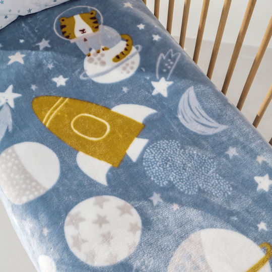 Kentia Velvet Blue Cot Blanket 100x140cm