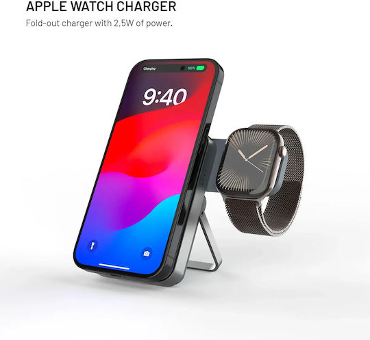 Fixed MagZen5 Stand MagSafe Power Bank 5000mAh mit USB-C Ausgangsanschlüsse Grau