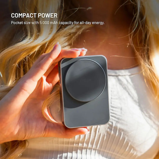Fixed MagZen5 Stand MagSafe Power Bank 5000mAh mit USB-C Ausgangsanschlüsse Grau