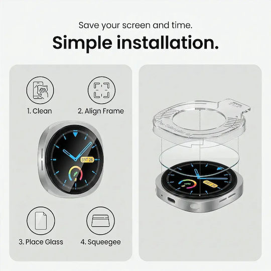 Tech-Protect Easy Set+ 2er Pack Gehärtetes Glas für Galaxy Watch 8 / 9 44 mm 2 Stück