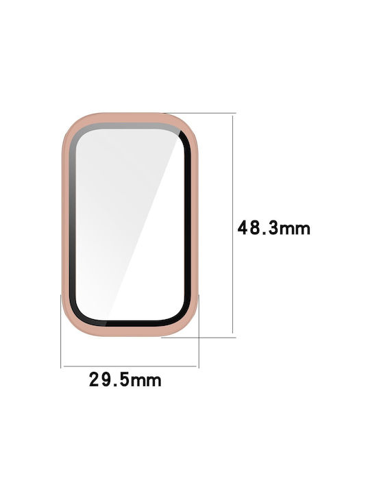 Kunststoff Hülle mit gehärtetem Glas in Rosa für Xiaomi Smart Band 9 Active Redmi Band 3