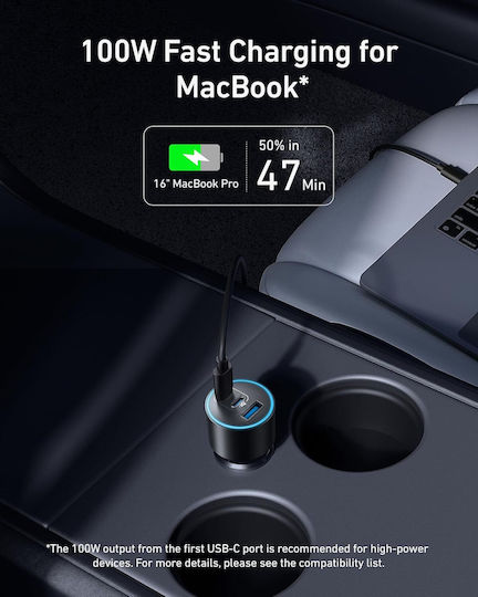 Anker Car Charger 167.5W Fast Charging with Ports: 1xUSB-A 2xType-C with Type-C Cable
