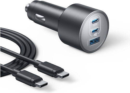 Anker Car Charger 167.5W Fast Charging with Ports: 1xUSB-A 2xType-C with Type-C Cable