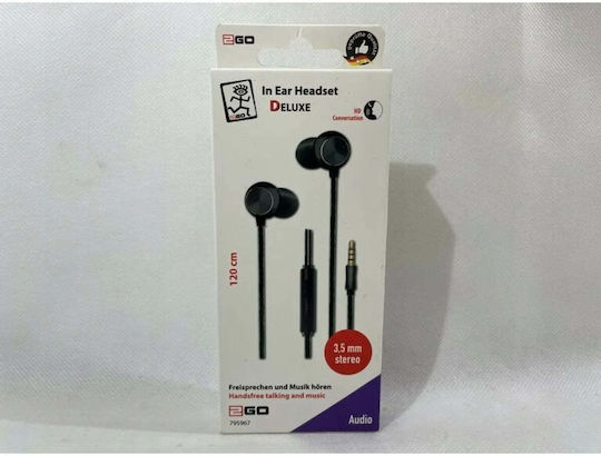 2GO Deluxe În ureche Handsfree cu Mufă 3.5mm Black / Anthracite
