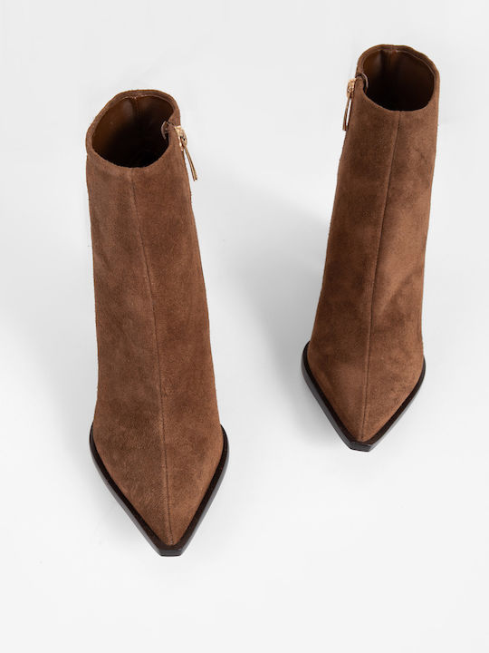 Suede Women's Ankle Boots Brown