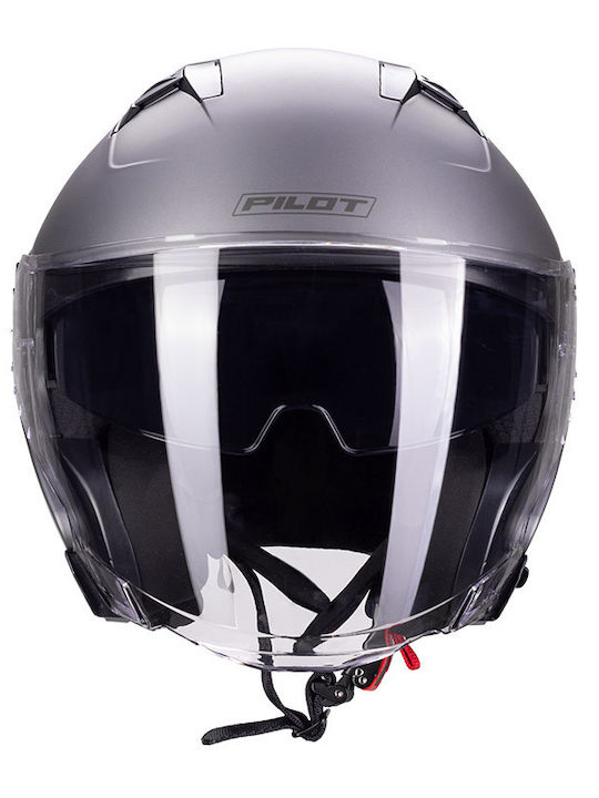 Pilot Hermes SV Titanium Mat Motorradhelm Jet ECE 22.06 1400gr mit Sonnenblende