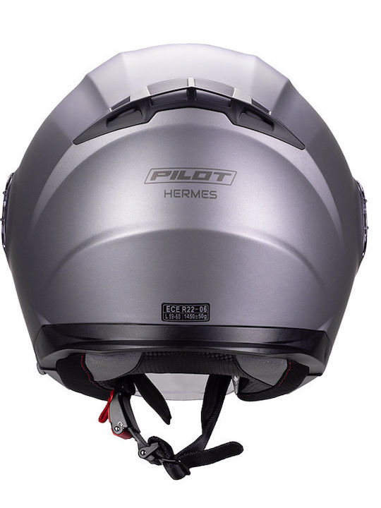 Pilot Hermes SV Titanium Mat Motorradhelm Jet ECE 22.06 1400gr mit Sonnenblende