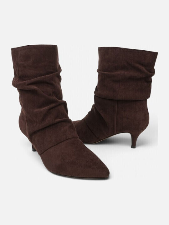 Ghete Dama Ankle Boots De Catifea Maro