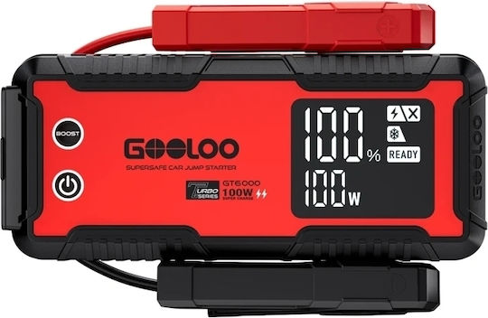 Gooloo Portable Car And Motorcycle Battery Starter 6000A With Power Bank USB Flashlight 12V