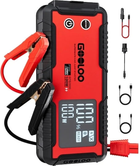 Gooloo Portable Car And Motorcycle Battery Starter 6000A With Power Bank USB Flashlight 12V