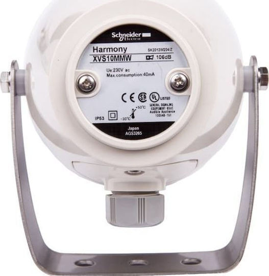 Schneider Electric Σειρήνα Συναγερμού Εξωτερικού Χώρου 106dB 230V με Λευκό Φως