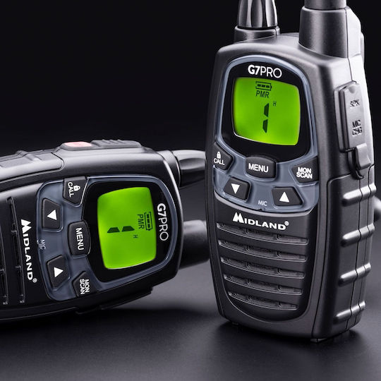 Midland G7 Pro Work Edition Transmițător Wireless PMR 3W cu Ecran Monocrom Set 2buc