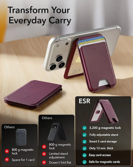 ESR MagSafe Husă pentru carduri Classic în culoare Burgundy