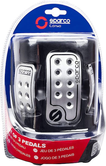 Sparco Racing Set Pedale Antiderapant Autoturism Universal Aluminiu Albe 3buc