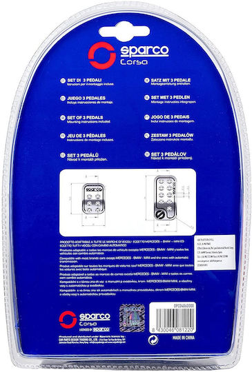 Sparco Racing Set Pedale Antiderapant Autoturism Universal Aluminiu Albe 3buc