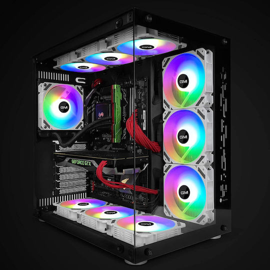 Aerocool KB-28 Ventilator pentru carcasă 120mm (1300rpm) cu iluminare RGB 3 buc Alb + Controler PWM / Telecomandă